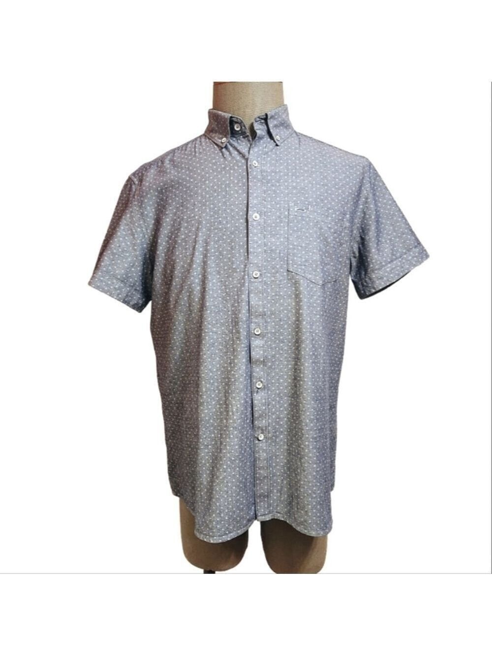 Kenneth Cole Reaction Polka Dot Shirt Large Blue White